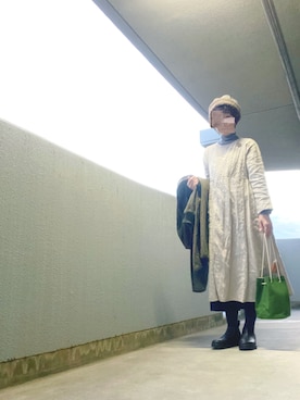 「R&D.M.Co OLDMAN’S TAILOR（オールドマンズテイラー）のアイテム（ジャケット/アウター）」を使った、うた♪さん（レディース・163cm）の冬コーディネート