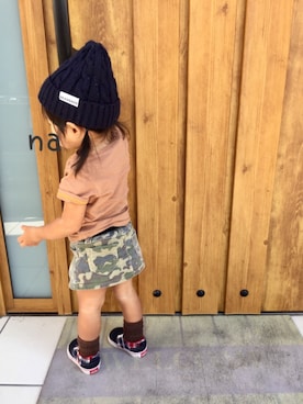 「Wafflish Waffle（ワッフリッシュワッフル）のアイテム」を使った、nanaさん（キッズ・80cm）の秋コーディネート