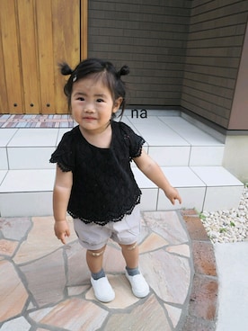 「mini（ミニ）のアイテム」を使った、nanaさん（キッズ・80cm）の春コーディネート