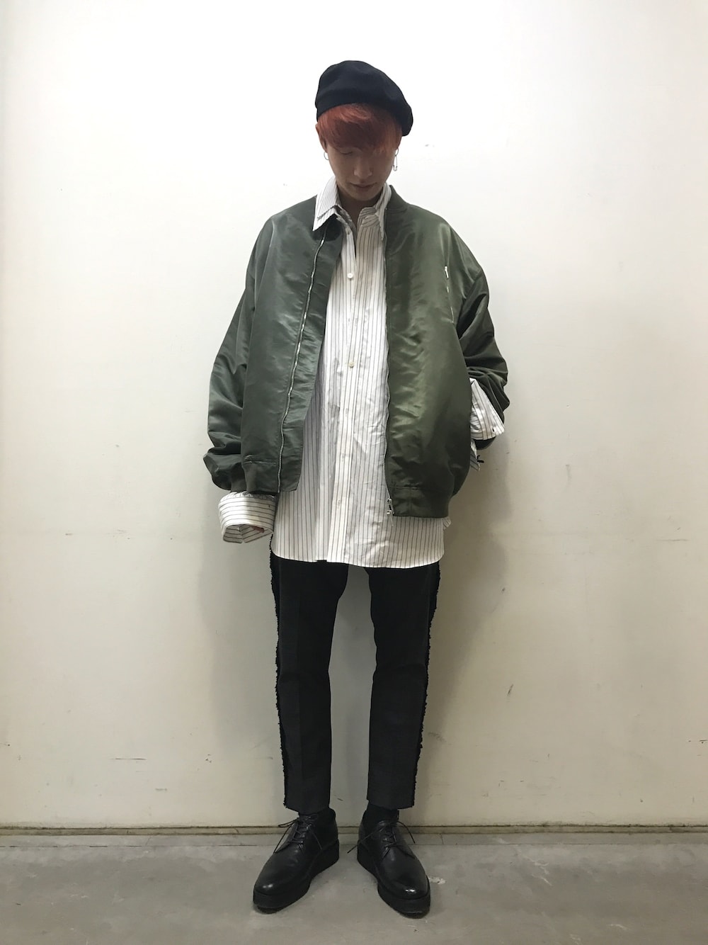 広原由也さんの「DRESSEDUNDRESSED 『XXL PINSTRIPE LAYERED』シャツ（DRESSEDUNDRESSED）」を使ったコーディネート