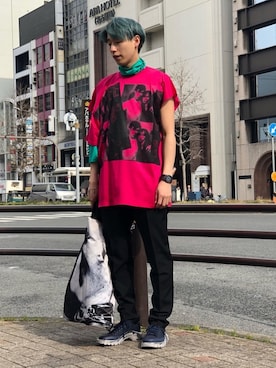 「RICK OWENS」｜「アイテム（スラックス）」を使った、広原由也さん（メンズ・178cm）の冬コーディネート