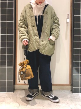 「ニコアンド」｜「アイテム（ノーカラージャケット）」を使った、しも.さん（レディース・153cm）の春コーディネート