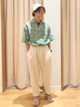 「涼しくて軽い「涼・軽パンツ」」｜ざきさん（メンズ・168cm）の夏コーディネート