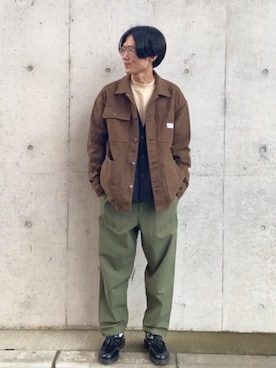 「アイテム（カバーオール）」を使った、ざきさん（メンズ・168cm）の秋コーディネート
