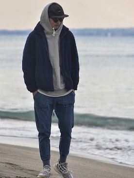 「TCSS（ティーシーエスエス）のアイテム（帽子）」を使った、Tomさん（メンズ・181cm）の冬コーディネート