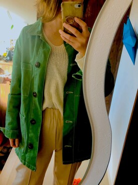 「Bershka（ベルシュカ）のアイテム（ミリタリージャケット、グリーン系）」を使った、miiiiさん（レディース・164cm）の秋コーディネート