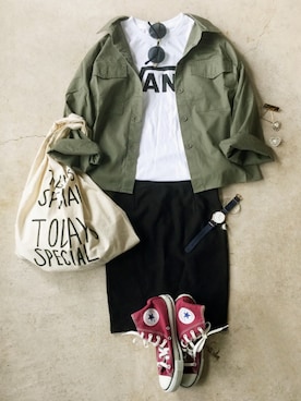 「CIBONE（シボネ）のアイテム」を使った、トレンド服のイタフラさん（レディース・165cm）の夏コーディネート