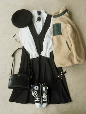 「アイラブCONVERSE」｜「アイテム（ハンチング/ベレー帽）」を使った、トレンド服のイタフラさん（レディース・165cm）の冬コーディネート