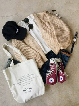 「chocomee（チョコミー）のロゴトート（トートバッグ）」を使った、トレンド服のイタフラさん（レディース・155cm）の冬コーディネート