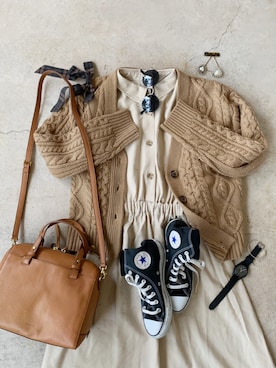 「FOSSIL（フォッシル）のアイテム（ハンドバッグ）」を使った、トレンド服のイタフラさん（レディース・155cm）の春コーディネート