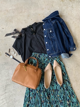 「FOSSIL（フォッシル）のアイテム（ハンドバッグ）」を使った、トレンド服のイタフラさん（レディース・155cm）の春コーディネート