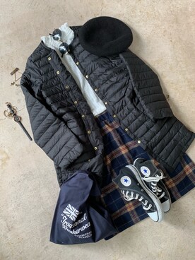 「Traditional Weatherwear（トラディショナルウェザーウェア）のTOTE BAG（トートバッグ）」を使った、トレンド服のイタフラさん（レディース・161cm）の秋コーディネート