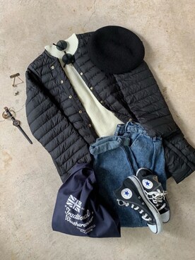 「Traditional Weatherwear（トラディショナルウェザーウェア）のTOTE BAG（トートバッグ）」を使った、トレンド服のイタフラさん（レディース・161cm）の秋コーディネート