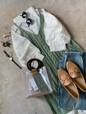 「ジーユー」｜「アイテム（シャツワンピース）」を使った、トレンド服のイタフラさん（レディース・155cm）の春コーディネート