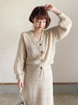 「透かし編みニット」｜トレンド服のイタフラさん（レディース・155cm）の春コーディネート