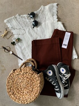 「UNIQLO U」｜「アイテム（福袋/福箱）」を使った、トレンド服のイタフラさん（レディース・155cm）の春コーディネート