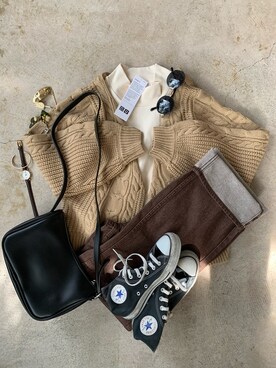 「UNIQLO U」｜「アイテム（福袋/福箱）」を使った、トレンド服のイタフラさん（レディース・155cm）の秋コーディネート