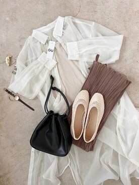 「ジーユー」｜「アイテム（シャツワンピース）」を使った、トレンド服のイタフラさん（レディース・155cm）の春コーディネート