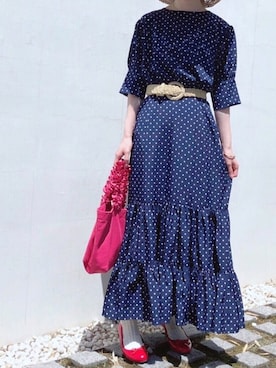 「Maison de FLEUR（メゾンドフルール）のアイテム」を使った、メゾンドフルールstaffさん（レディース・155cm）の夏コーディネート