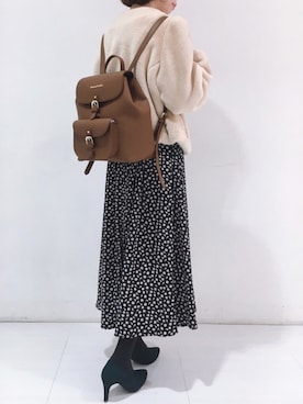 「Maison de FLEUR（メゾンドフルール）のアイテム（その他アウター）」を使った、メゾンドフルールstaffさん（レディース・154cm）の冬コーディネート