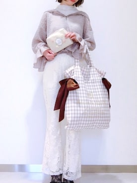 「レースパンツ」｜「アイテム（財布/小物）」を使った、メゾンドフルールstaffさん（レディース・154cm）の夏コーディネート