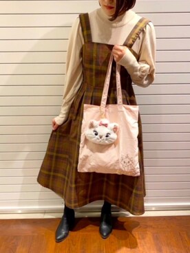 「メゾンドフルール」｜「アイテム（ワンピース/ドレス）」を使った、メゾンドフルールstaffさん（レディース・154cm）の冬コーディネート