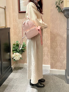 「ピンクベージュ」｜メゾンドフルールstaffさん（レディース・154cm）の冬コーディネート