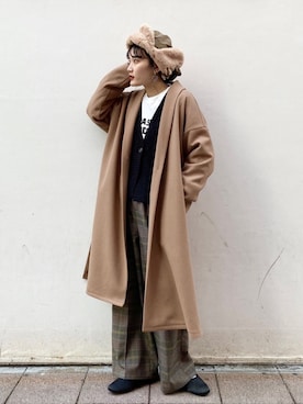 「ニコアンド」｜「アイテム（チェスターコート）」を使った、はなさん（レディース・160cm）の冬コーディネート