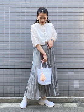 「ニコアンド」｜「アイテム（スカート）」を使った、はなさん（レディース・160cm）の夏コーディネート