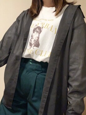 「w closet（ダブルクローゼット）のアイテム（Tシャツ/カットソー、ホワイト系）」を使った、sunさん（レディース）の冬コーディネート