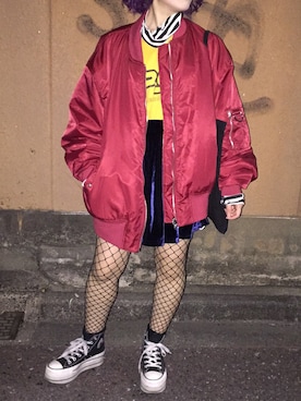 「M.Y.O.B（エム.ワイ.オー.ビー）のアイテム（スカート）」を使った、MOMOさん（レディース・150cm）の冬コーディネート