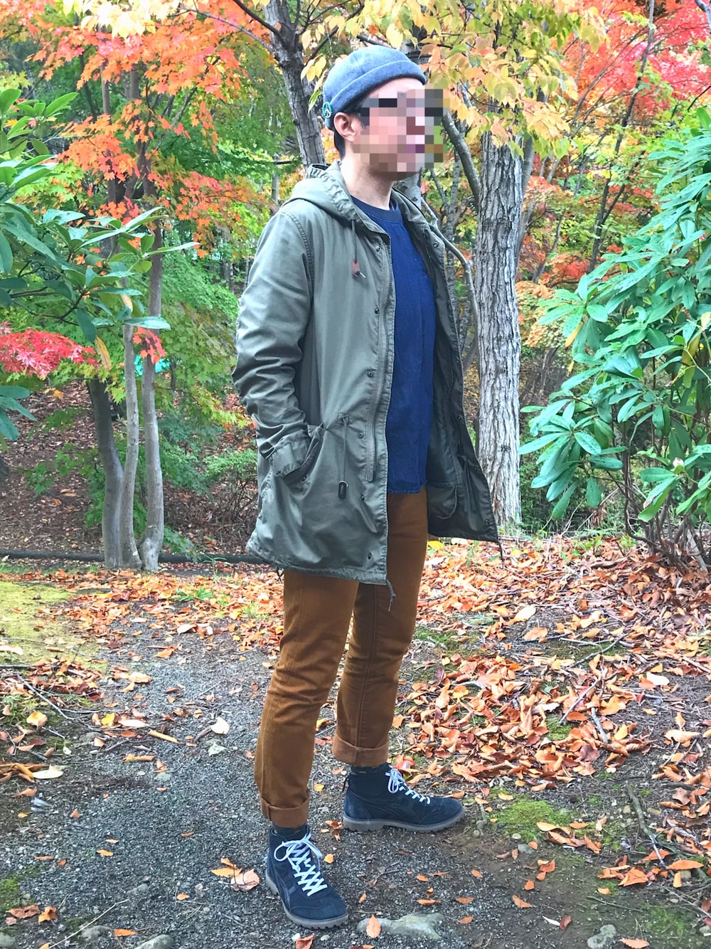 「秋のコーデ、初老のコーデ、alpha、Onitsuka Tiger、Levi's、Paul Smith、sunny clouds、ROUND HOUSE、アラフォー」｜「ALPHAのALPHA×SHIPS GENERAL SUPPLY: 別注 M-51 LIGHT コットン モッズコート■（モッズコート、グリーン系）」を使った、Thomasさん（メンズ・173cm）の秋コーディネートの1枚目の写真