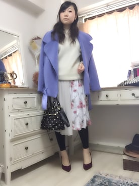 「ブルーコーデ」｜「アイテム（ライダースジャケット）」を使った、彩さん（レディース・158cm）の冬コーディネート
