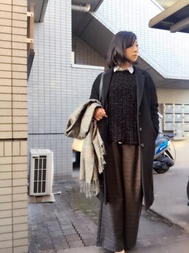 「A part by（アパートバイ）のアイテム（チェスターコート）」を使った、彩さん（レディース・158cm）の冬コーディネート