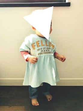 「BREEZE（ブリーズ）のアイテム（チュニック）」を使った、meeeeeeeさん（キッズ・70cm）の春コーディネート