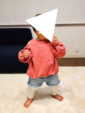「1歳3ヶ月」｜「アイテム（スウェット）」を使った、meeeeeeeさん（キッズ・70cm）の春コーディネート