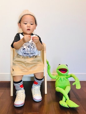 「sesame（セサミ）のアイテム」を使った、meeeeeeeさん（キッズ・80cm）の秋コーディネート