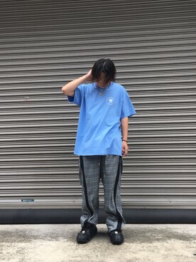 「KaneZ（ケインズ）のアイテム（Tシャツ/カットソー）」を使った、keitaさん（メンズ・170cm）の夏コーディネート