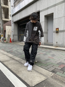 「チェック柄に恋してる」｜「アイテム（カーゴパンツ）」を使った、keitaさん（メンズ・170cm）の秋コーディネート