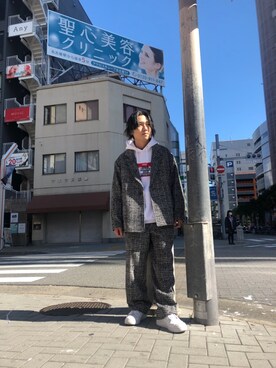 「BlackEyePatch（ブラックアイパッチ）のアイテム（ジャケット/アウター）」を使った、keitaさん（メンズ・170cm）の秋コーディネート