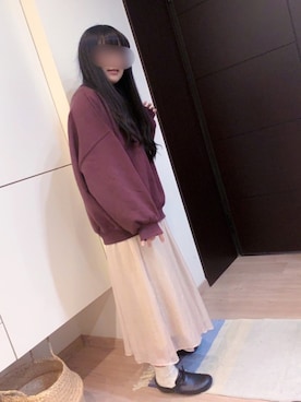 「chocomee（チョコミー）のアイテム（スカート）」を使った、p🐱さん（レディース・153cm）の冬コーディネート