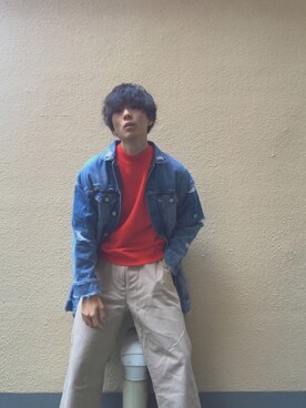 「UNIQLOU」｜「アイテム（デニムジャケット）」を使った、yuyaさん（メンズ・174cm）の秋コーディネート