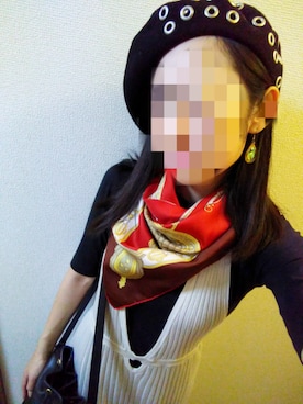 「HERMES」｜「アイテム（ハンチング/ベレー帽）」を使った、ぽろもんけさん（レディース・157cm）の秋コーディネート