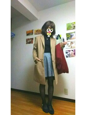 「おとなコーデ」｜「アイテム（チェスターコート）」を使った、aaachan◎*ﾟさん（レディース・154cm）の冬コーディネート