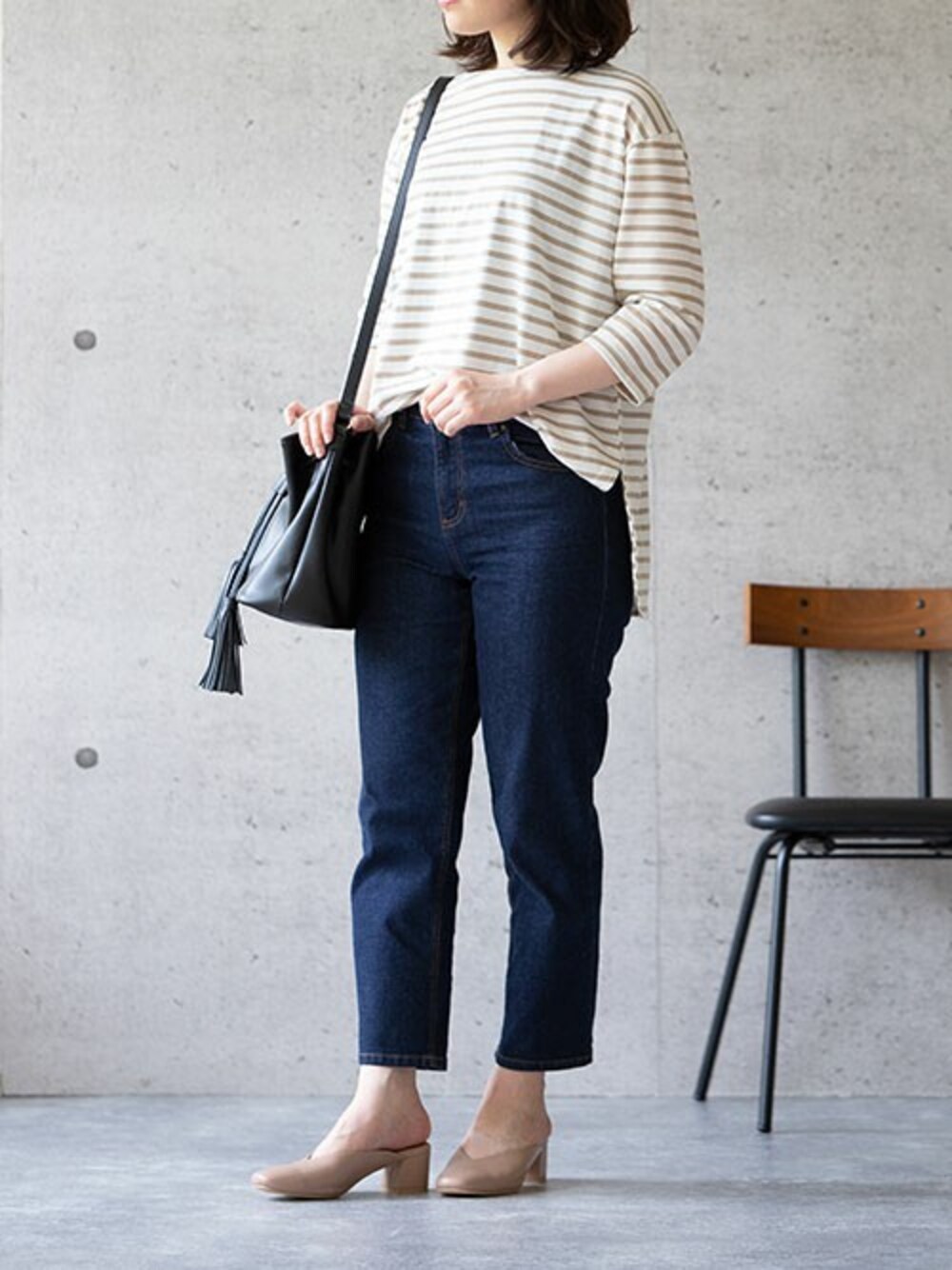 「変形ヒール、ootd、ミュール、べっ甲、おしゃれさんと繋がりたい、スクエアトゥ、パイソン柄パンプス、vカットミュール、スクエアトゥパンプス、ミュールパンプス」｜「menueの変形ヒールミュールパンプス（パンプス、ベージュ系）」を使った、KuMiさん（レディース・167cm）の夏コーディネートの1枚目の写真