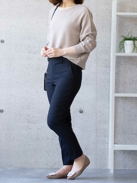 「ペタンコ靴」｜KuMiさん（レディース・167cm）の秋コーディネート