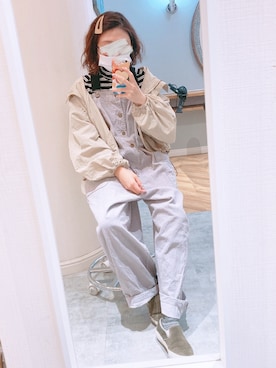 「アイテム（マウンテンパーカー）」を使った、きききさん（レディース・155cm）の春コーディネート