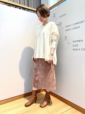 「SHIPS（シップス）のアイテム（ネックレス）」を使った、印藤さん（レディース・155cm）の秋コーディネート