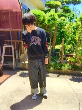 「soe（ソーイ）のアイテム（スウェット）」を使った、Akiさん（メンズ・165cm）の春コーディネート