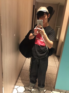 「SON OF THE CHEESE（サノバチーズ）のアイテム（帽子）」を使った、Akiさん（メンズ・165cm）の夏コーディネート